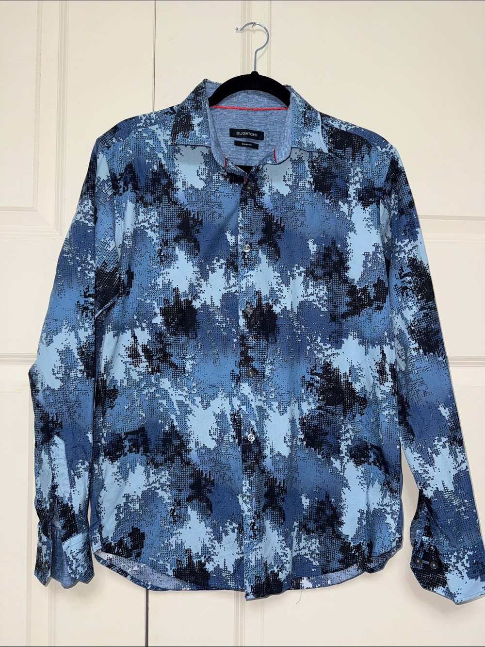 Bugatchi Blue & Black Digital Camo Button-Up Shirt